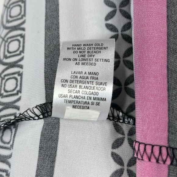 Sandra Darren Size 6 Dress Geometric Pink Black 3/4 Sleeve Modern Retro Career - Picture 7 of 7